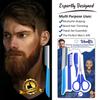 Mustache Scissors Grooming Kit Comb - Movember Travel Razor Mens Beard Trimmer Straight Edge Stainless Steel Shaping Tool For Men After Black Color Dye Goatee Shaper Clippers Balm Combs Wash Brush view 2
