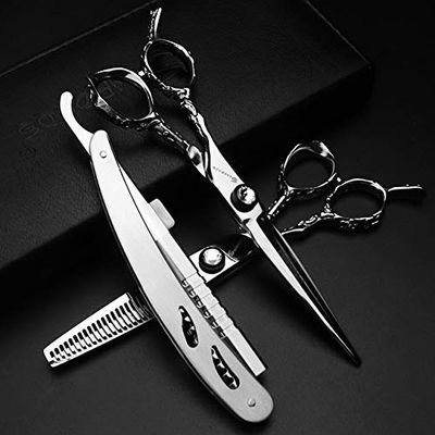 Hair Cutting Scissors, 6 inch Japanese professional left-handed hairdressing scissors, thinning scissors, hairdressing scissors are very sharp BY ZZYY (Color : 6 inch 3pcs)