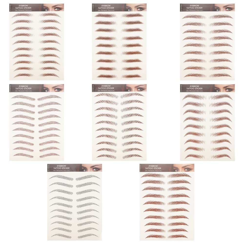 Beaupretty 8sheets Fake Eyebrow Stickers for Application Realistic Natural Look for Makeup and Beauty Bloggers for Sparse Missing Eyebrows