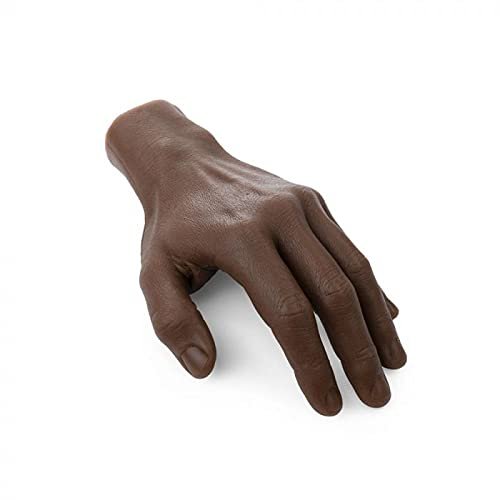 A Pound of Flesh Practice Tattoo Hand With Wrist Silicone Tattooing Fake Skin for Practice or Display Professional Quality, Right Hand Dark Brown Skintone