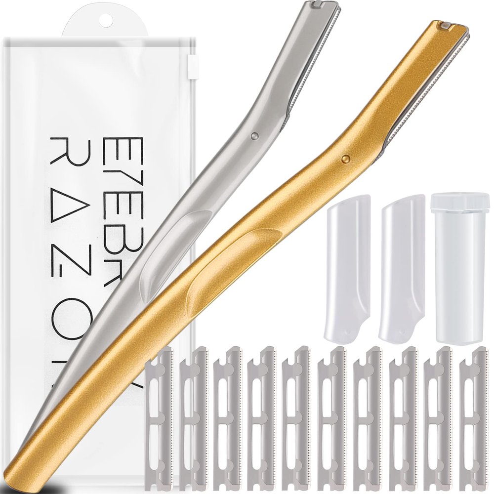 Dermaplaning tool, Stainless steel eyebrow trimmer, Women Facial Razor for Hair Removal, Scraper hair removal knife, Set of 2