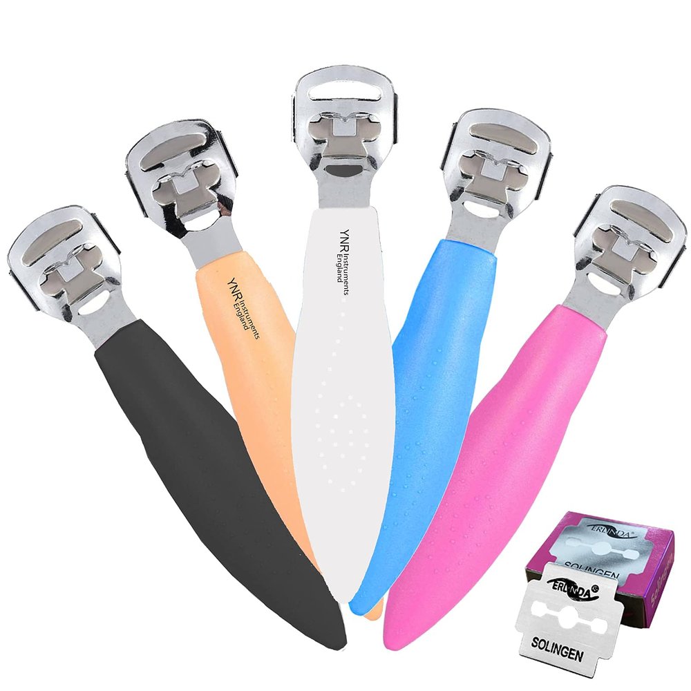Callus Shaver Foot File Care Hard Skin Remover Callus Shaver Sets, Foot File Heads & 10 Replacement Blade for Hand Feet (Blue)