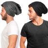 Geyoga 2 Pcs Adjustable Silk Satin Bonnet for Sleeping Men Silk Satin Beanie with Adjustable Elastic Band for Curly Hair(Black, Dark Grey) view 1