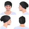 Geyoga 2 Pcs Adjustable Silk Satin Bonnet for Sleeping Men Silk Satin Beanie with Adjustable Elastic Band for Curly Hair(Black, Dark Grey) view 2