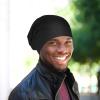 Geyoga 2 Pcs Adjustable Silk Satin Bonnet for Sleeping Men Silk Satin Beanie with Adjustable Elastic Band for Curly Hair(Black, Dark Grey) view 4