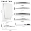 Precision Eyebrow Tweezers Set Pack of 6 for Women Ingrown Facial Hair Removal Pointed Tweezers Scissors Brush Kit for Splinter with Leather Case Gift view 4
