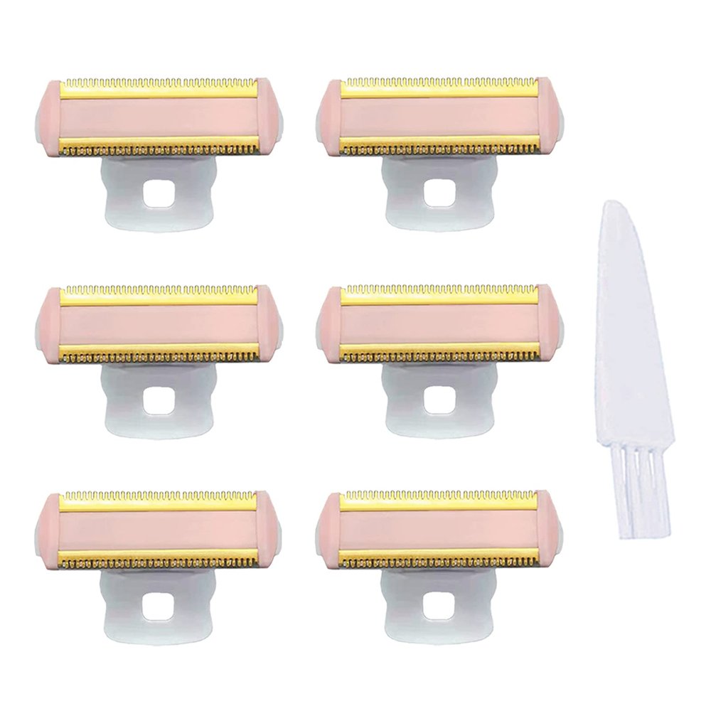 6PCS Ladies Shaver Replacement Head for Finishing Touch Flawless Body Rechargeable Women Hair Removal Shaver Bikini Trimmer Shaver Head with a Cleaning Brush(Shaver Head 6PCS + Brush)