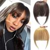 Human Hair Clip in Bangs Hair Extensions with Side Temples Flat Bang Fringe Hairpiece for Women, 4# view 1