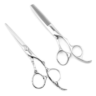 5.5" Barber Scissors Set Professional Hair Scissors Hairdresser Scissors Hair Cutting Scissors Thinning Shears Japan 440C Convex Edge Blade Kinsaro