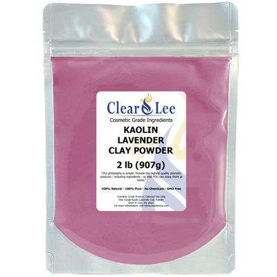 ClearLee Kaolin Lavender Clay Cosmetic Grade Powder - 100% Pure Natural Powder - Great For Skin Detox, Rejuvenation, and More - Heal Damaged Skin - DIY Clay Face Mask (2 lb)