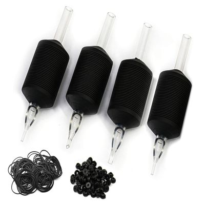 BEZTAT 30mm (6/5" Inch) Ultra Premium Clear Disposable Tubes w/Black Soft Silicone Grip- 20 Pack, Closed Flat Tip (5FT)