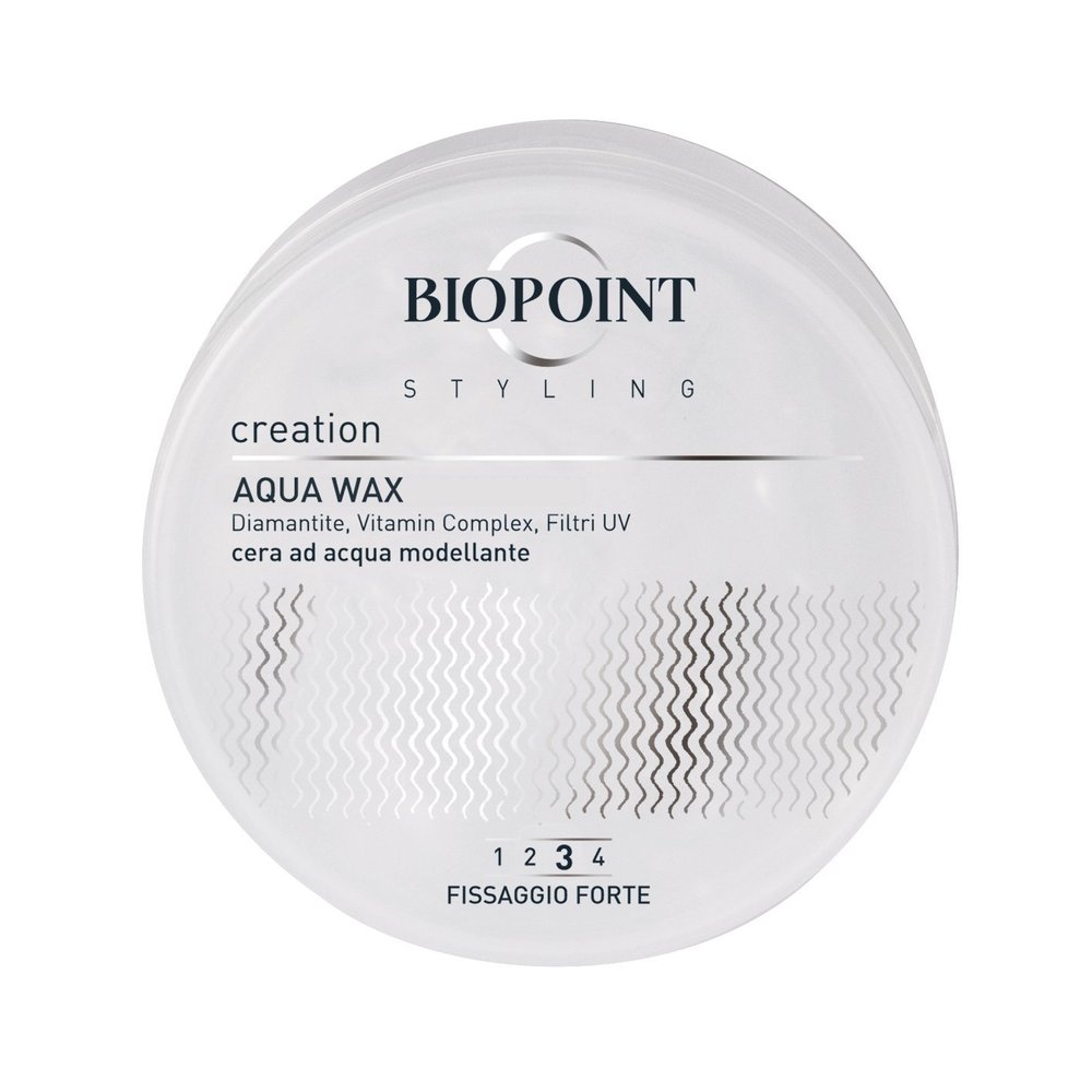 BIOPOINT Styling Aqua Wax, Cera Modellante e Lucidante Fissaggio Forte 100 ml, Strong Fixation 3.3 Fl Oz Made in Italy [italian import]