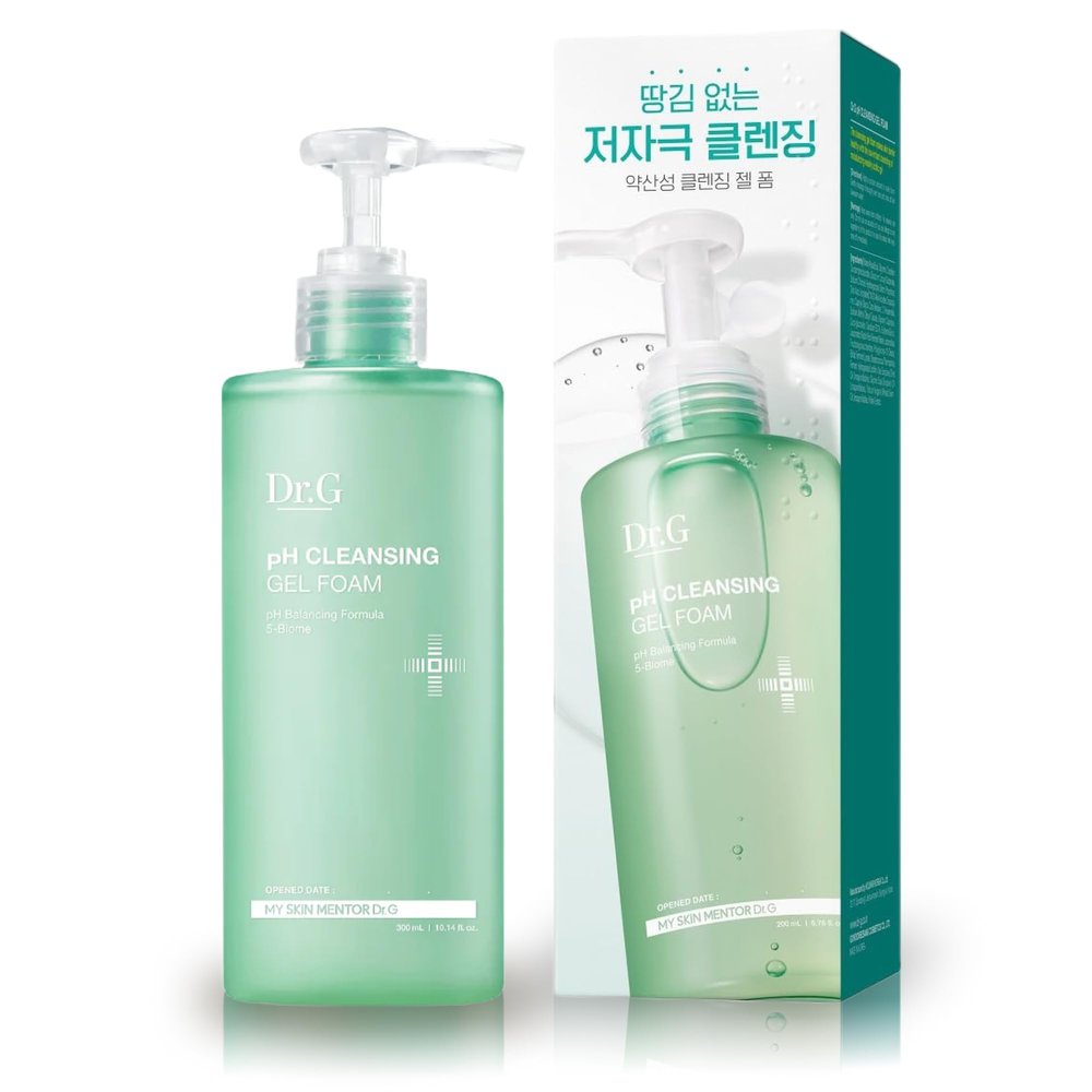 Dr.G pH Cleansing Gel Foam - Everyday Gentle Face Cleanser for All Skin Types - pH-Balanced - Hydrating - Deep Pore Cleansing - Safe for Daily Use on Sensitive Skin - Korean Skincare - 10.14 fl oz
