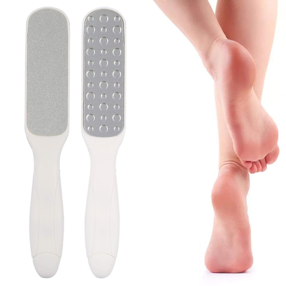 Double Side Pedicure Foot File, Professional Stainless Steel Plastic Foot Skin Scraper Exfoliating Feet Care Tool for Dead Skin, Cracked Heel Foot Scraper