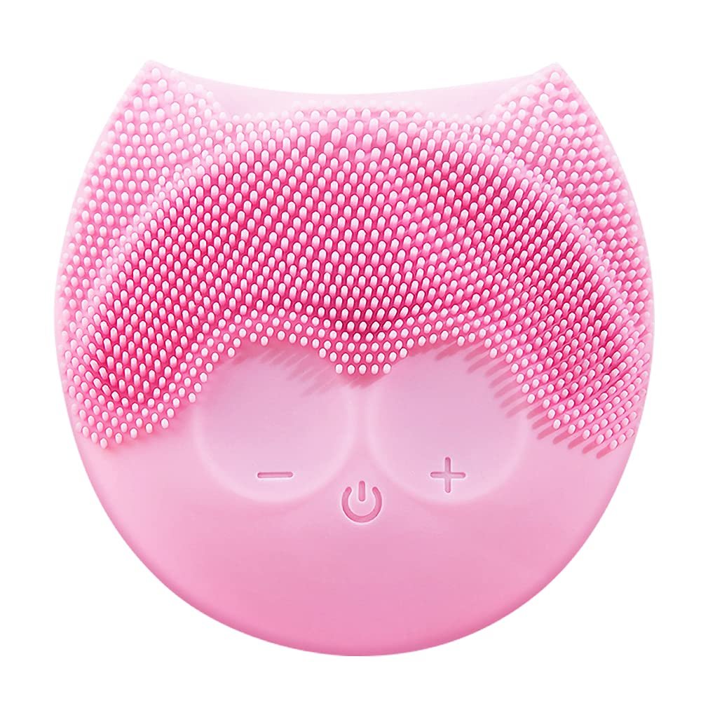 Silicone Facial Cleansing Brush, Waterproof Face Brush Exfoliator, Sonic Facial Scrubber for Deep Skin Cleansing, Exfoliating & Massaging, Rechargeable & Cute Design