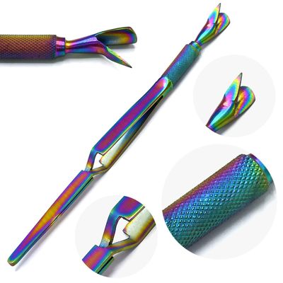AAProTools 3 Way Magic Multi-Functional Manicure Pedicure C-curve Pinching Tool Cuticle Pusher Nail Art Pincher for Acrylic UV Gel Nails (Colorful)