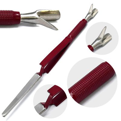 AAProTools 3 Way Magic Multi-Functional Manicure Pedicure C-curve Pinching Tool Cuticle Pusher Nail Art Pincher for Acrylic UV Gel Nails (Maroon)