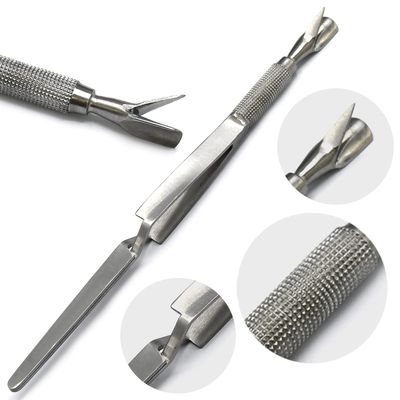 AAProTools 3 Way Magic Multi-Functional Manicure Pedicure C-curve Pinching Tool Cuticle Pusher Nail Art Pincher for Acrylic UV Gel Nails (Silver)