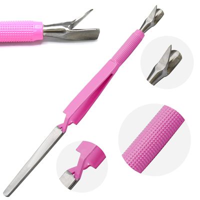 AAProTools 3 Way Magic Multi-Functional Manicure Pedicure C-curve Pinching Tool Cuticle Pusher Nail Art Pincher for Acrylic UV Gel Nails (Pink)