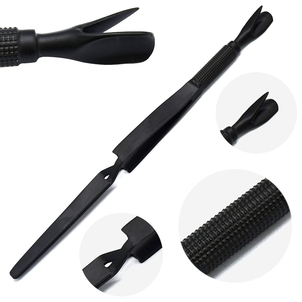 AAProTools Black Nail Pinching Tools Stainless Steel Nail Art Pincher Pinching Cuticle Pusher Multi-Functional Nail Shaping Tweezers for Manicure Supplies