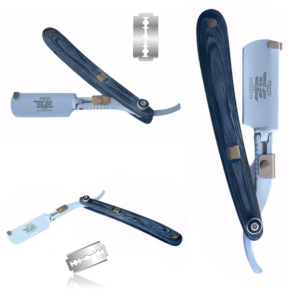 Cool Design Full Blade Holder All Purpose Barber Straight Edge Shaving Razor for Shape-up / Grooming for Beard Mustache Eyebrows and more. White and Black Steel Durable Shaver