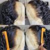 13x6 HD Transparent Lace Deep Wave Human Hair Wig With Baby Hair Water Wave Natural Black Color For Black Women Brazilian Glueless 150% Density Pre-Plucked Natural Hairline Natural Looking 22 Inch view 3