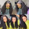 13x6 HD Transparent Lace Deep Wave Human Hair Wig With Baby Hair Water Wave Natural Black Color For Black Women Brazilian Glueless 150% Density Pre-Plucked Natural Hairline Natural Looking 22 Inch view 4