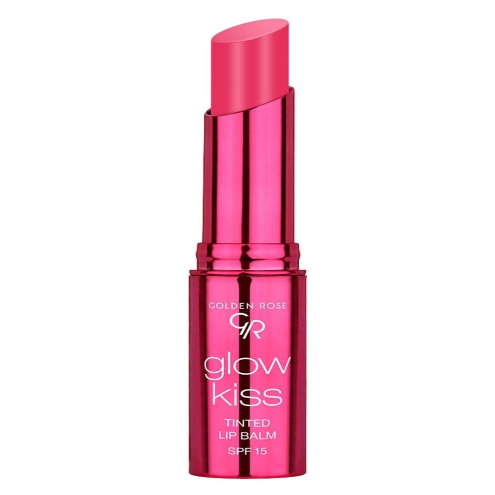 Golden Rose Cosmetics Glow Kiss Tinted Lip Balm with SPF15, Vegan Formula (Berry Pink)