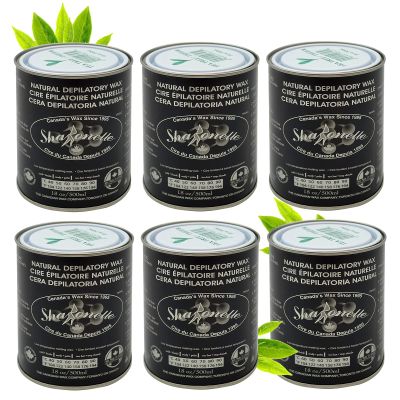 Sharonelle Soft Wax All Purpose Hair Removal Natural Depilatory Canned Wax for Sensitive Skin Canada-Made Melting Wax in Black color Canned Package (6PC, Tea Tree)