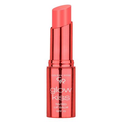 Golden Rose Cosmetics Glow Kiss Tinted Lip Balm with SPF15, Vegan Formula (Peach Shake)