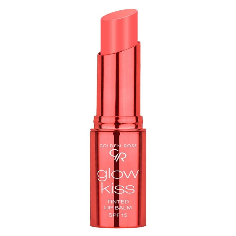 Golden Rose Cosmetics Glow Kiss Tinted Lip Balm with SPF15, Vegan Formula (Peach Shake)