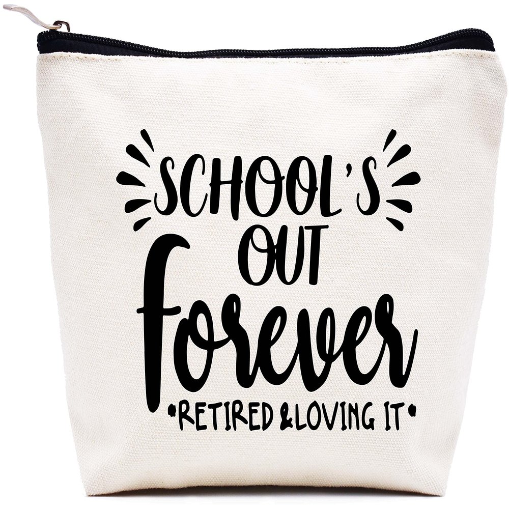 LIBIHUA Retirement Appreciation Gifts for Teacher Makeup Bag Cosmetic Bag Travel Pouch Teacher Leaving Going Away Gift Forever Retired and Loving It