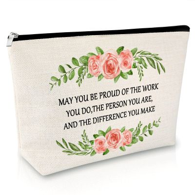 Sfodiary Thank You Gift Makeup Bag for Team Leader Coworker Inspirational Appreciation Gift for Employee Boss Teacher Cosmetic Bag Going Away Retirement Gift for Friends Social Worker Travel Pouch