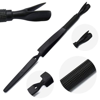 AAProTools Nail Pinching Cuticle Pusher Stainless Steel C-Curve Pincher Cuticle Cutter Gel Nail Acrylic Remover Pro Multi Function Nail Shaping Cleaner Tweezers Double End Manicure Tools (Black)
