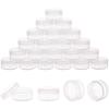 100 Pack 3 Gram Sample Containers with Lids, 3ml Mini Sample Jars, Tiny Plastic Cosmetic Containers for Lip Balms, Makeup, Lotion, Eye Shadow, Powder, and Lip Balms (Clear Lids) view 1