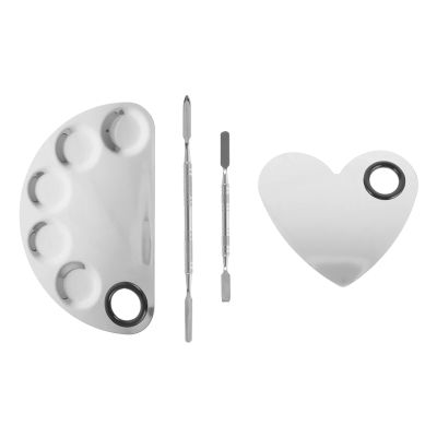 Beaupretty Stainless Steel Nail Art Makeup Palette Set 2pcs Mixing Plates for Cosmetics Artists