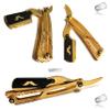 Gold Dipped Pro Level Barbershop Straight Edge Razor  Compatible with Double Edge Razor  All Purpose Shaving Blade for Mustache Beard Eyebrows Sideburns Forehead and More view 2