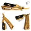 Gold and Black Straight Edge Razor For Barbershop and Personal Use  All Purpose Hair Shaving Razor  Durable Stainless Steel Finished in Gold  Classic Style Folding Razor with Double Edge Blade view 3