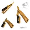 Professional Barbershop Straight Edge Double Edge Hair Shaving Razor Blade Dipped in Gold With Black Cap  Classic Style Grooming Folding Shaver With Recyclable Single Edge Blades view 1