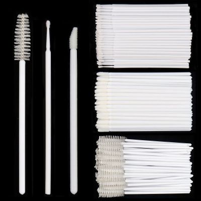 300 PCS Eyelash Extension Supplies Kit,Disposable Lash Spoolies Brushes Micro Swab Brushes Mascara Wand Lip Brushes for Eyelash Extension Tattoo Lipstick Applicatorr (White)