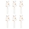 Bridal Crystal Hair Pins, 6pcs Rhinestones Leaves Wedding Hair Pins U Shaped Bridal Hairpins Headpiece Party Headdress for Women and Girls view 1