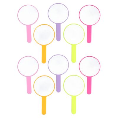 Beaupretty 10pcs Handle Mirror Mirrors Portable Travel Handheld Handheld Makeup Compact Cosmetic Round Makeup PVC Trend Student Vanity