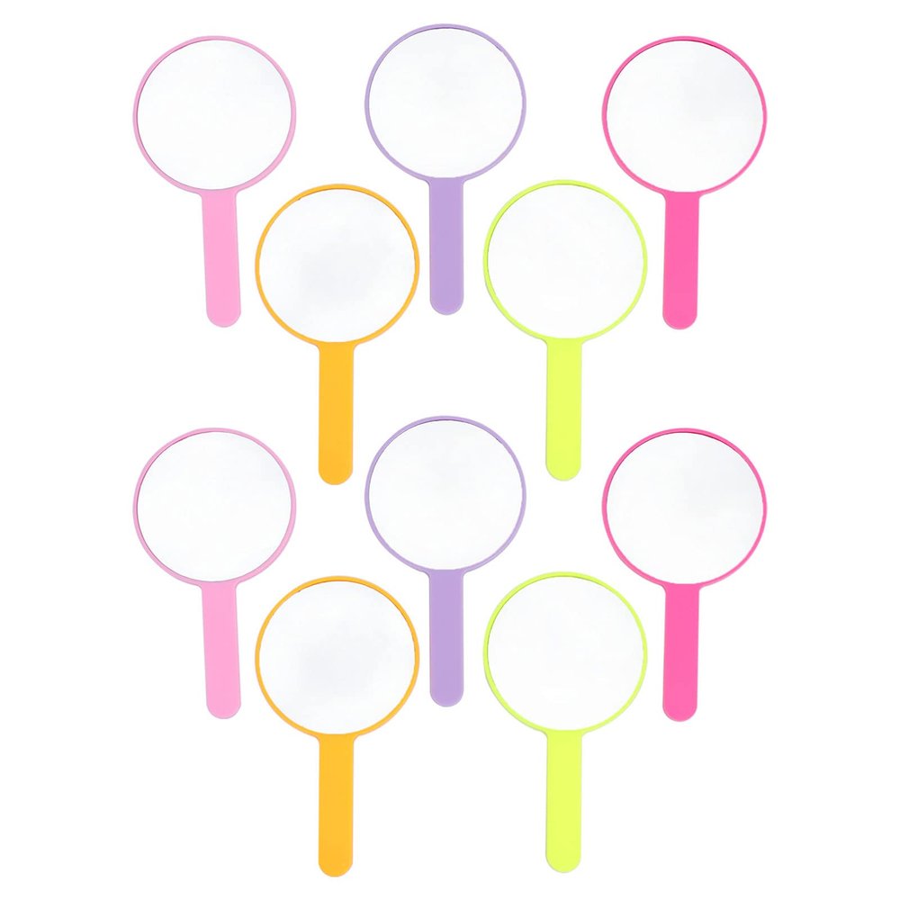 Beaupretty 10pcs Handle Mirror Mirrors Portable Travel Handheld Handheld Makeup Compact Cosmetic Round Makeup PVC Trend Student Vanity