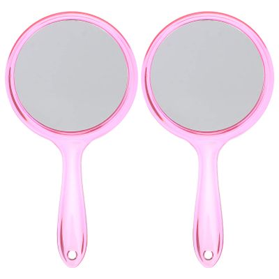 Beaupretty 2pcs Handheld Double-Sided Cosmetic Mirrors with Magnification Handle Portable for Makeup Shaving and Travel Elegant Design for Home and