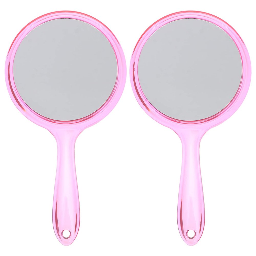 Beaupretty 2pcs Handheld Double-Sided Cosmetic Mirrors with Magnification Handle Portable for Makeup Shaving and Travel Elegant Design for Home and