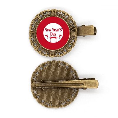 Happy New Year Day Wishes Hairpin Headdress Brooch Hair Clip Barrette
