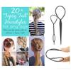 10 Pairs Hair Tail Tools, Hair Braid Accessories,French Braid Tool Loop for Hair Styling, 20pcs, black Color view 4