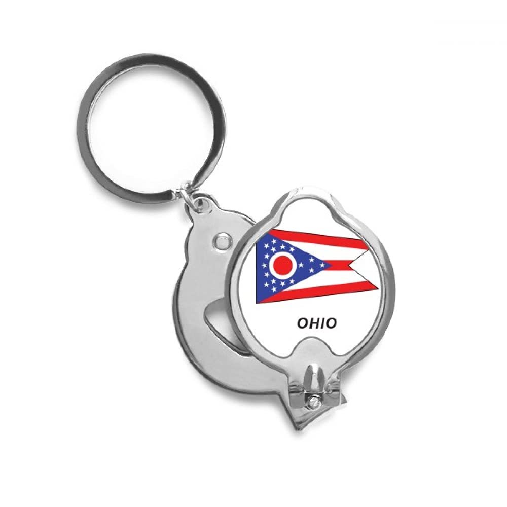 American State Flag Contour Ohio Finger Nail Clippers Scissor Stainless Steel Cutter