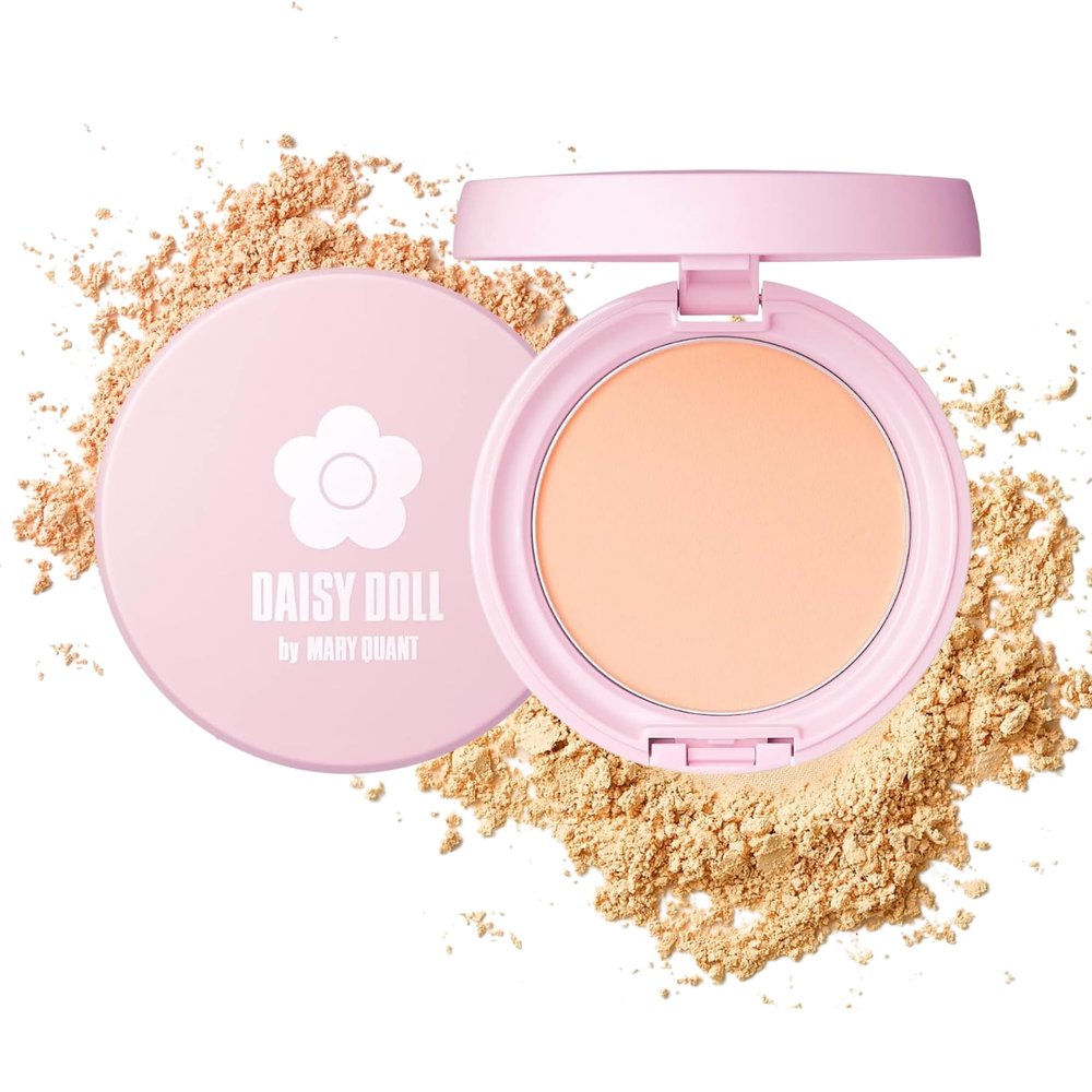 Daisy Doll Face Powder, Pressed Setting Powder, Japanese Makeup for Matte & Smooth Finish, 0.3 oz (10 g), 02 Pink Ocher