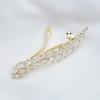 Sparkly Crystal Flower Leaf Hair Barrette Hair Clips Hair Pins for Women Bridal Wedding Prom Party Hair Accessaries (Gold Curved Leaf) view 2